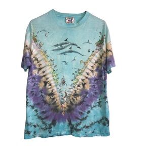 Vintage 1990 Liquid Blue Tshirt LG Ocean AOP Graphic“Half Baked”Brian Thrashed